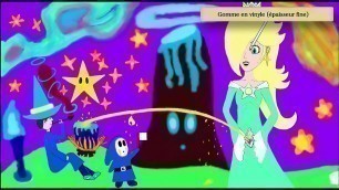 Rosalina is trashing a blue witch and a shy guy with her pee