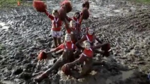 Cheerleaders in Mud