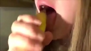 Hot girl lick banana like a dick