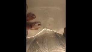 Washing my Small Uncut Cock and Feet in the Shower