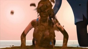 Lara Croft Dunked in Mud