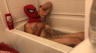 Sweaty Spider-man Washes N Bathtub Ignore