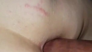 Bull fucking hotwife's ass while hubby kissing her