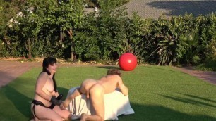 Guy on the lawn gets fucked in the ass and fisted