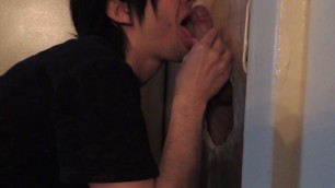 Friend tries out my gloryhole from my side of it!