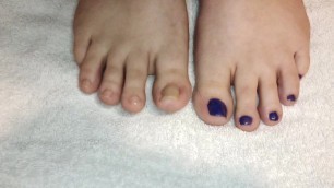 Purple Painted Toes (polish removal and painting)